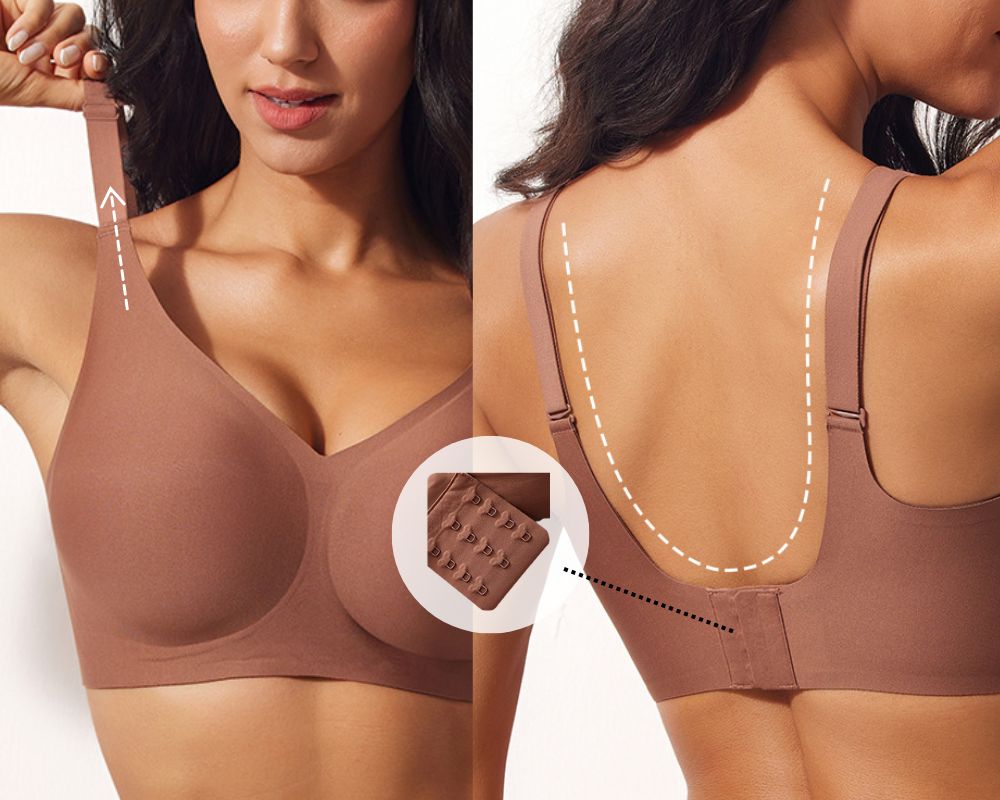 Adjustable straps and multi-position back closure